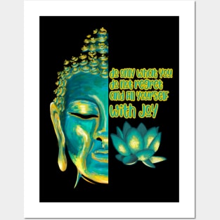 Fill Yourself with Joy Buddhist Sutra Buddha Face Buddhism Posters and Art